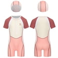 thumbnail image 1 of renvena Girls Short Sleeve Rash Guard Swimsuit Bathing Suit UV Sun Protection Swimwear with Swim Hat Beige XXL, 1 of 7