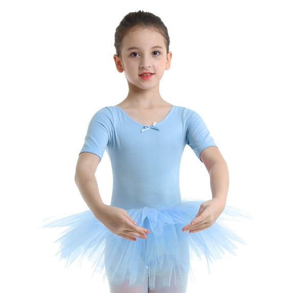 renvena Girls' Short Sleeve Tulle Ballet Dresses Dance Leotard Tutu Skirt Ballerina Dancewear
