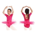 thumbnail image 1 of renvena Girls' Short Sleeve Tulle Ballet Dresses Dance Leotard Tutu Skirt Ballerina Dancewear, 1 of 7