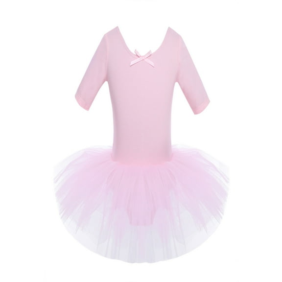 renvena Girls' Short Sleeve Tulle Ballet Dresses Dance Leotard Tutu Skirt Ballerina Dancewear