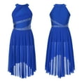 thumbnail image 1 of renvena Girls Sleeveless Ballet Dance Lyrical Modern Contemporary Costume Halter Neck High-low Maxi Dress Royal Blue 10, 1 of 7