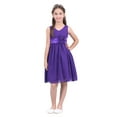 thumbnail image 1 of renvena Girls Toddler Kids Flower Chiffon Pleated Bridesmaid Wedding Pageant Party Dress Purple 14, 1 of 7