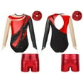 thumbnail image 1 of renvena Gymnastics Leotards for Girls Tumbling Biketards Ballet Dance Outfit with Hair Band Unitard with Shorts Red 10, 1 of 7