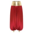 thumbnail image 1 of renvena High Waist Silky Satin Arabian Harem Pants for Women for Rave Halloween Cosplay Dancewear Burgundy M, 1 of 7