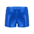 thumbnail image 1 of renvena Kid Girl Shiny Metallic Yoga Shorts High Waist Booty Shorts Jazz Modern Dance Bottoms Blue 6-7, 1 of 7