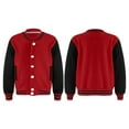 thumbnail image 1 of renvena Kids Boys Baseball Jackets Varsity Style Casual Sport Coat Cardigan Sweatshirt 5-12 Red&Black 7-8, 1 of 7