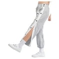 thumbnail image 1 of renvena Kids Boys Basketball Pants Side Split Press Button Athletic Sweatpants Track Bottoms Gray 11-12, 1 of 7