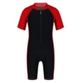 thumbnail image 1 of renvena Kids Boys One Piece Rash Guard Swimsuit Short Sleeve Water Sports Swimwear 4-16 Red&Black 14, 1 of 5