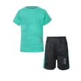 thumbnail image 1 of renvena Kids Boys Quickly Dry Football Basketball Game Training Athletic Tracksuit Short Sleeve T-shirt and Shorts Set 18M-14 Green 2-3, 1 of 7