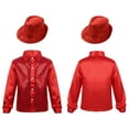 thumbnail image 1 of renvena Kids Boys Sequin Long Sleeve Button-Down Shirt Party Jacket Top with Hat Hip Hop Jazz Dance Red 7-8, 1 of 7