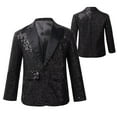 thumbnail image 1 of renvena Kids Boys Shiny Sequins Suit Jacket Wedding Pageant Formal Tuxedo Long Sleeve Costume 6-16 Black 14, 1 of 7