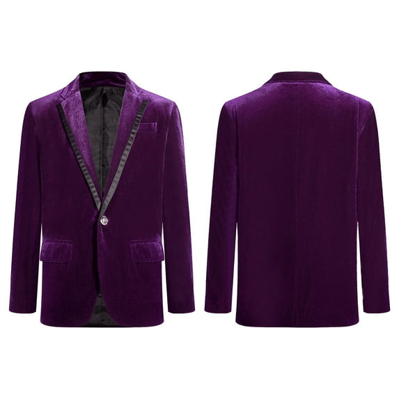 renvena Kids Boys Velvet Gentleman Blazer Suit Jacket Notch Lapel One Button Vintage Slim Fit Tuxedo Outerwear A Dark Purple 6