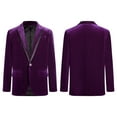 thumbnail image 1 of renvena Kids Boys Velvet Gentleman Blazer Suit Jacket Notch Lapel One Button Vintage Slim Fit Tuxedo Outerwear A Dark Purple 8, 1 of 6