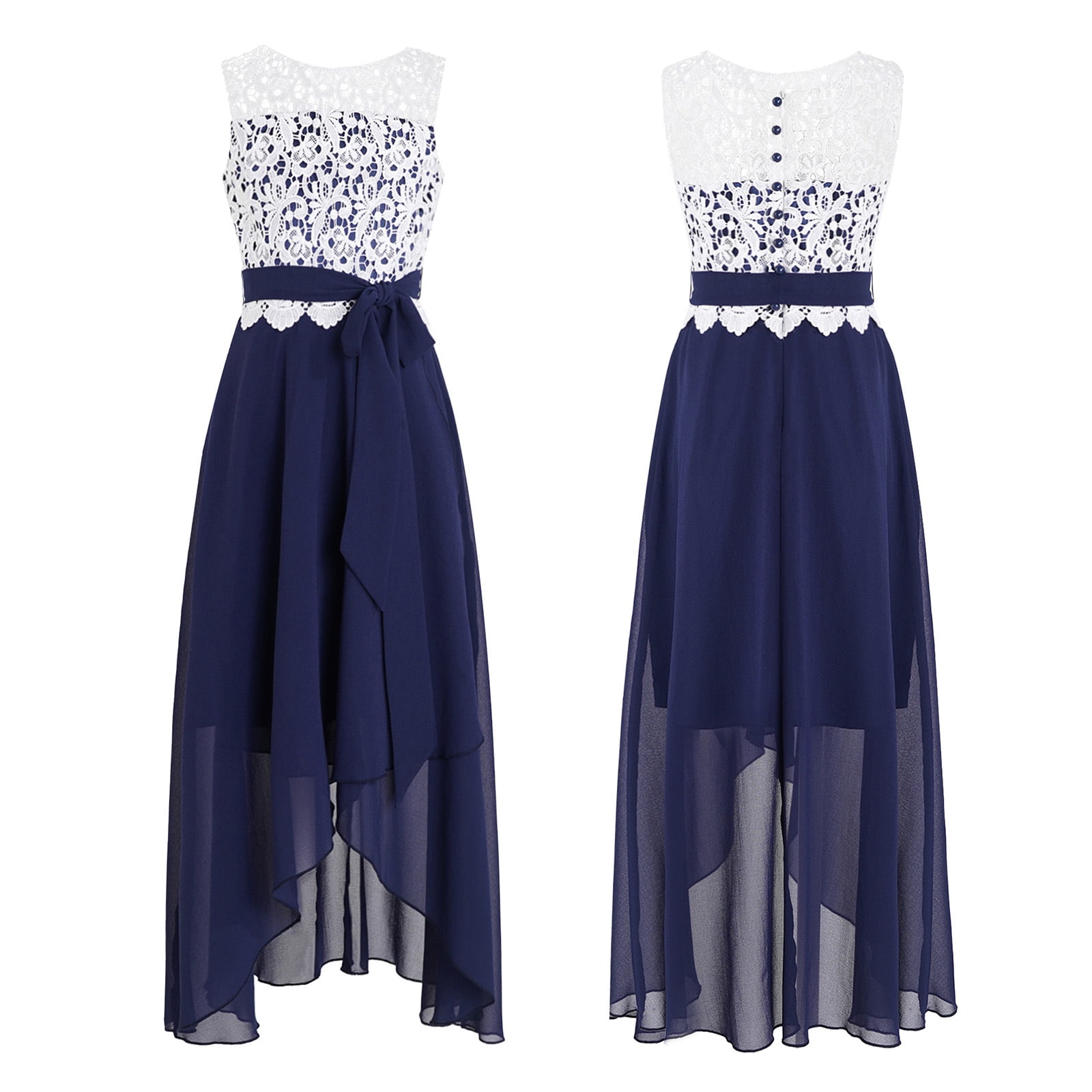 renvena Kids Flower Girls Chiffon High Low Junior Bridesmaid Dress