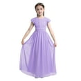 thumbnail image 1 of renvena Kids Flower Girls Princess Birthday Party Chiffon Dress Flutter Sleeves Bridesmaid Pageant Lavender 12, 1 of 7