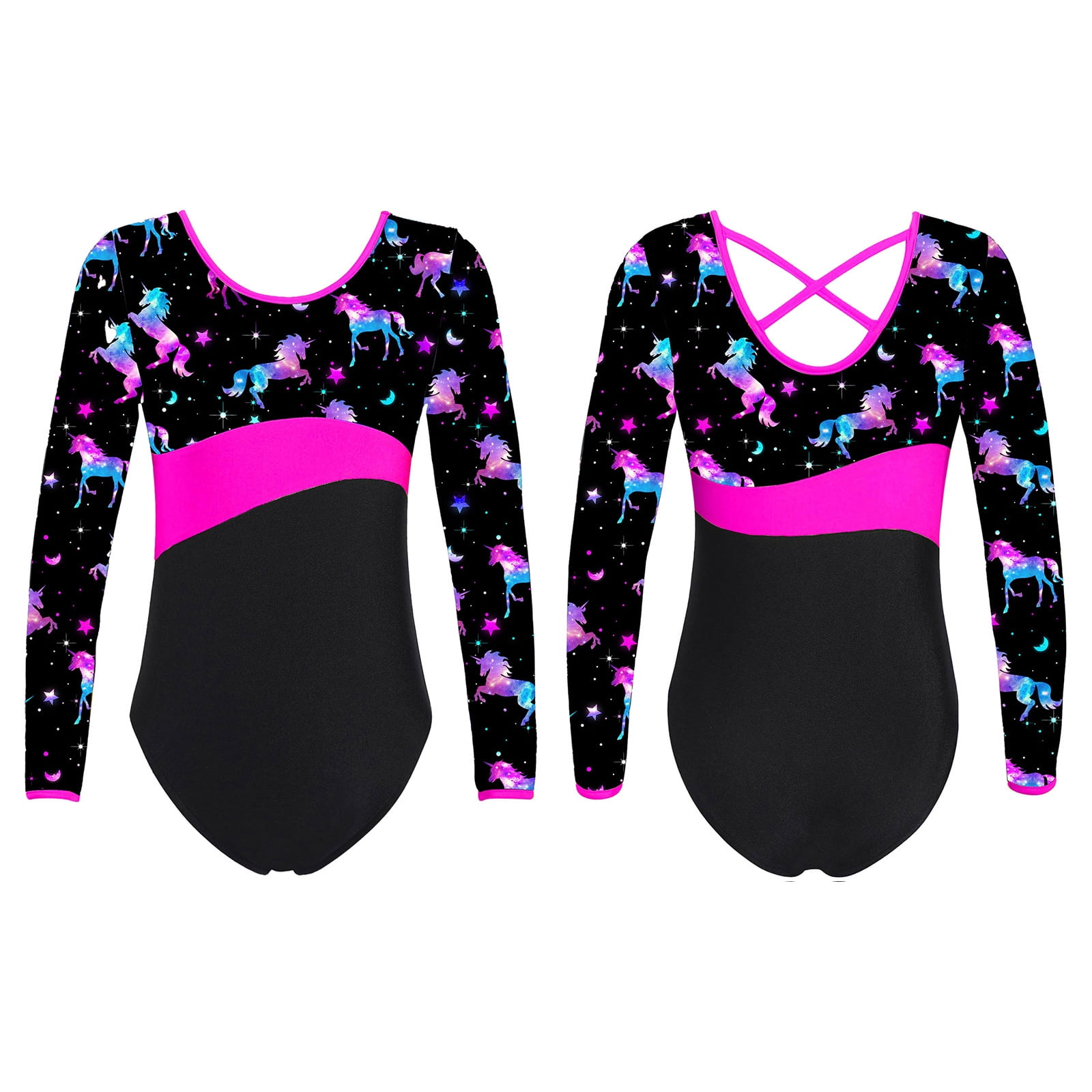 renvena Kids Girls Athletic Gymnastics Leotards One Piece Long Sleeve ...