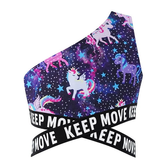 renvena Kids Girls Bikini Top Active Criss Cross Tank Top UPF50+ Rash Guard Beach Swimwear Bathing Suit Purple&Black 16