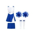 thumbnail image 1 of renvena Kids Girls Cheerleading Dance Outfit Tennis Golf Dress with Shorts 2Pcs Hand Flowers Striped Tube Socks Sports Uniform Size 4-14 B Royal Blue 8, 1 of 7