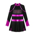thumbnail image 1 of renvena Kids Girls Cheerleading Sequins Long Sleeve Cheer Leader Dress School Uniform Stage Performance Black&Hot Pink 12, 1 of 7