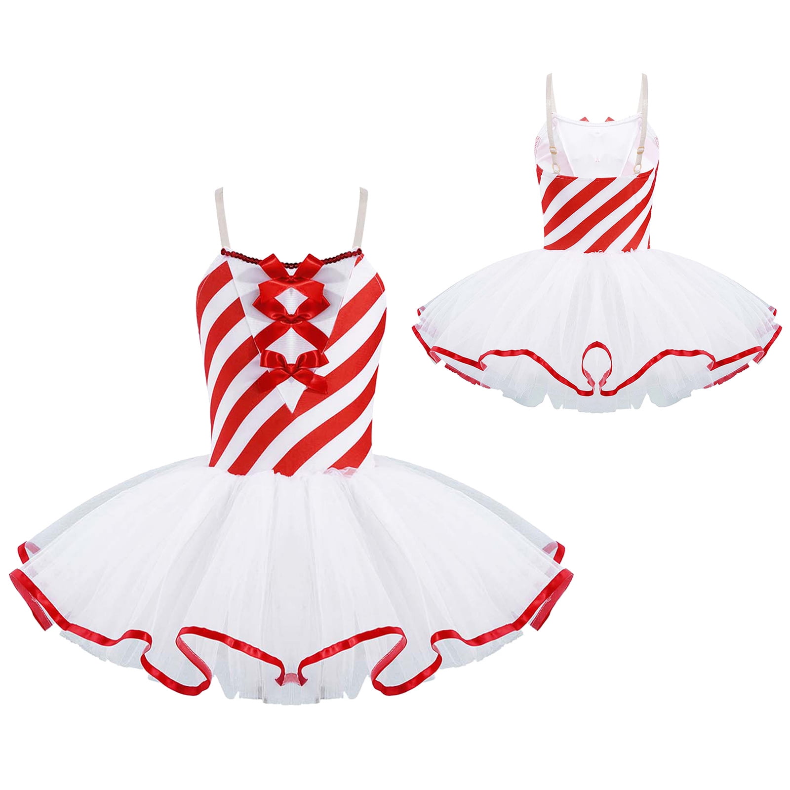renvena Kids Girls Christmas Leotard Ballerina Dress Christmas Halloween Ice Skating Ballet Dance Dress