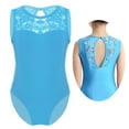 thumbnail image 1 of renvena Kids Girls Classic Ballet Dance Leotard Gymnastic Active Sleeveless Floral Lace Splice Keyhole Back Bodysuit, 1 of 7