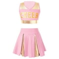 thumbnail image 1 of renvena Kids Girls Crop Top with Pleated Skirt Cheer Leader High School Cheerleading Uniform Light Pink 16, 1 of 7