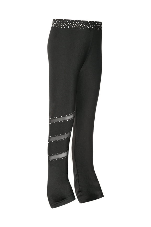 Kids Girls Figure Ice Skating Pants Tights High Waist Gymnastic Performance Yoga Training Sweatpants A Black 6