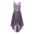 thumbnail image 1 of renvena Kids Girls Floral Lace V Neck Junior Bridesmaid High Low Dress Wedding Party Pageant Ball Gown Light Purple 16, 1 of 7