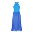 thumbnail image 1 of renvena Kids Girls Halter Neck Gymnastic Leotard with Mesh Ballet Lyrical Ballroom Maxi Skirt Size 8-16 A Blue 12, 1 of 7