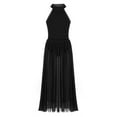 thumbnail image 1 of renvena Kids Girls Halter Neck Gymnastic Leotard with Mesh Ballet Lyrical Ballroom Maxi Skirt Size 8-16 Black 10, 1 of 7