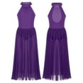 thumbnail image 1 of renvena Kids Girls Halter Neck Gymnastic Leotard with Mesh Ballet Lyrical Ballroom Maxi Skirt Size 8-16 Purple 12, 1 of 7