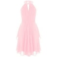 thumbnail image 1 of renvena Kids Girls Halter Shiny Beaded Pleated Pageant Formal Birthday Wedding Flower Girls Dress, 1 of 7