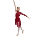 thumbnail image 1 of renvena Kids Girls High Neck High-low Chiffon Ballet Leotard Lyrical Dance Floral Lace Figure Ice Skating Dress Size 6-16 Burgundy 8, 1 of 7