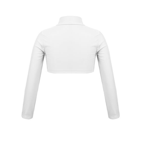 renvena Kids Girls Long Sleeves Crop Top Ballet Dance Stage Performance Top Ivory 8