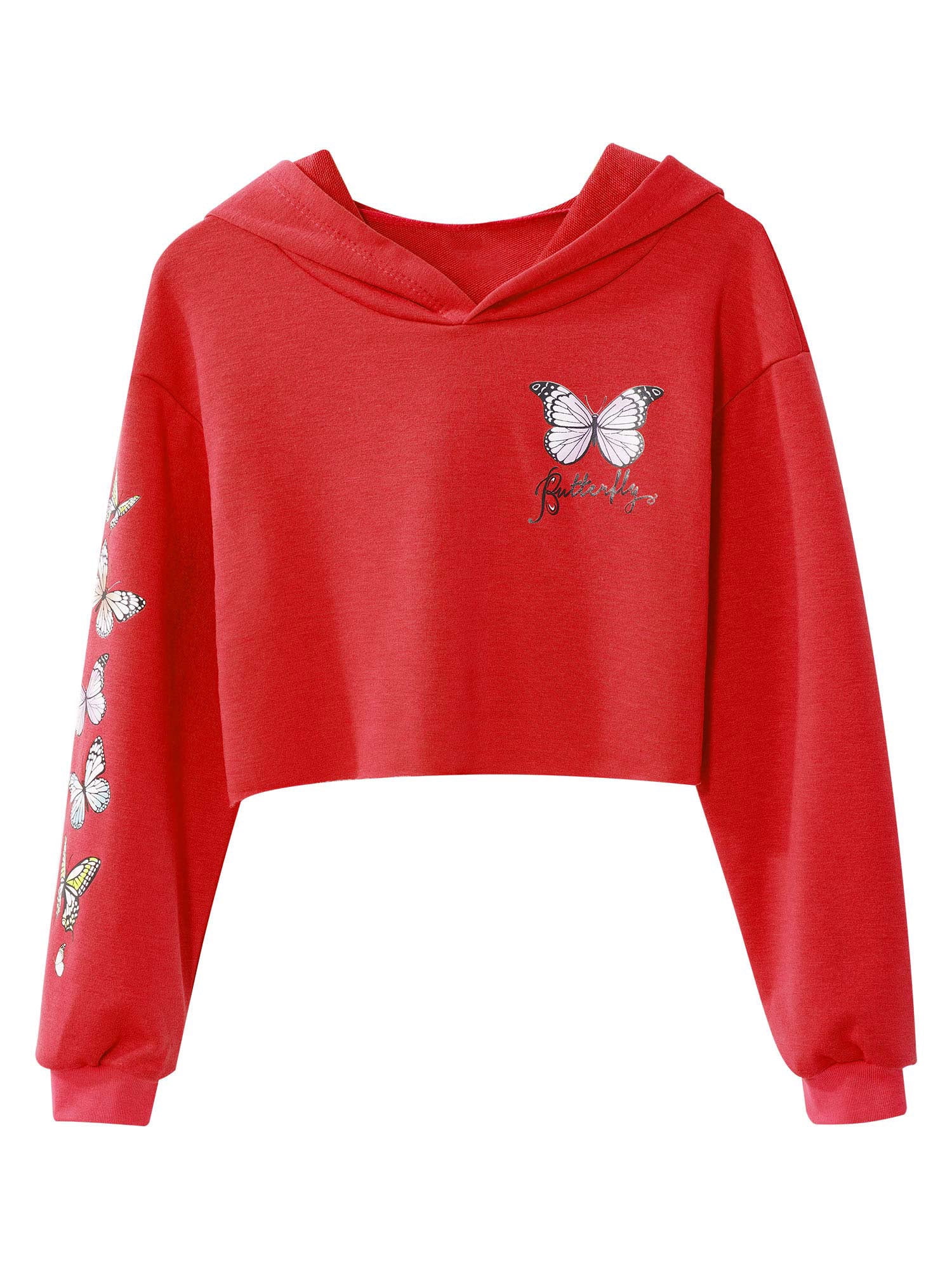 Red crop top hoodies best sale