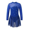thumbnail image 1 of renvena Kids Girls Mesh Shiny Rhinestones Figure Ice Skating Roller Skating Dress 4-16 A Royal Blue 12, 1 of 7