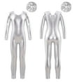 thumbnail image 1 of renvena Kids Girls Metallic Long Sleeve Gymnastic Leotard Unitard Full Body Ballet Dance One Piece Jumpsuit and Scrunchie A Silver 8, 1 of 7