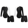 thumbnail image 1 of renvena Kids Girls Rhinestone Long Sleeve Gymnastic Leotard Ballet Dance Bodysuit with Shorts A White 14, 1 of 7