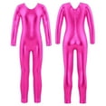 thumbnail image 1 of renvena Kids Girls Rhinestone Shiny Metallic Long Sleeve Gymnastics Leotard Costume 4-14 Hot Pink 10, 1 of 7