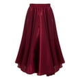 thumbnail image 1 of renvena Kids Girls Satin Spanish Bull Dance Skirt Long Latin Belly Dance Performance Burgundy 11-12, 1 of 7