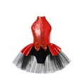 thumbnail image 1 of renvena Kids Girls Sequin Ballet Tutu Dress Leotard Dress Modern Jazz Latin Hip Hop Dance 6-16 Red 10, 1 of 7