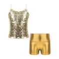 thumbnail image 1 of renvena Kids Girls Sequin Camisole Crop Tank Top with Shorts Hip Hop Jazz Dance Costume 6-12 Gold 6, 1 of 7