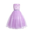 thumbnail image 1 of renvena Kids Girls Sequined Floral Lace Mesh with Rhinestone Belt Wedding Pageant Prom Dress 2-16 Lavender 10, 1 of 7