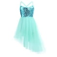 thumbnail image 1 of renvena Kids Girls Sequins Camisole Cross Back Strap Asymmetrical Skirt Performance Ballet Dance Dress Dancewear, 1 of 7