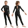thumbnail image 1 of renvena Kids Girls Long Sleeve Gymnastic Leotard Figure Ice Skating Jumpsuit One Piece Dancewear Size 6-16 A Black 10, 1 of 7