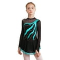 thumbnail image 1 of renvena Kids Girls Shiny Sequins Mesh Splice Long Sleeve Dance Gymnastic Leotard Figure Ice Skating Dress Size 6-16 A Lake Green 8, 1 of 7