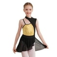 thumbnail image 1 of renvena Kids Girls Sleeveless Halter Neck Sequins Splice Leotard Dress Ballet Lyrical Dance 4-14 Gold 10, 1 of 7