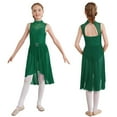 thumbnail image 1 of renvena Kids Girls Sleeveless Lyrical Modern Ballet Leotard Dress High-Low Hem Chiffon Skirt Dancewear Green 12, 1 of 7