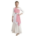 thumbnail image 1 of renvena Kids Girls Sleeveless Praise Lyrical Dance Dress One Shoulder Color Block Liturgical Worship Costume Size 6-16 Light Pink 16, 1 of 7