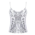 thumbnail image 1 of renvena Kids Girls Sparkly Sequin Dance Crop Tops Tank Camisole Straps Cami Shirts 2-12 Silver 10-12, 1 of 7